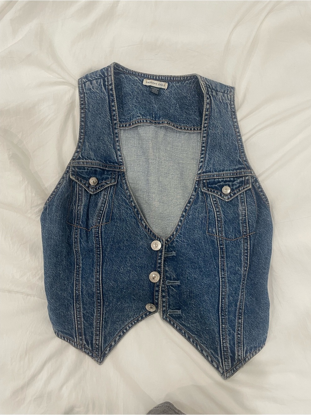 American Eagle Outfitters Blue Denim Crop Vest | XS